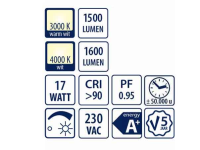 LED-Panel 300 x 300mm UGR<19 BAP.Helle 1500 Lumen wei&szl