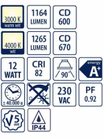 LED Downlight IP44 175mm 3