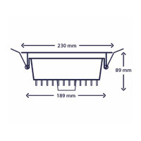 230mm LED Einbaustrahler  IP44 warmweiß  3000K 190mm A