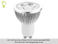 10x GU10 LED-Spot Alu 4.5Watt-230V-341Lumen-warmweiß-R
