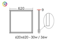 Led light panel 620x620 Ra>90 5100K daylight white 4