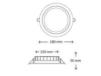 180mm LED recessed light dimmable CRI90 IP44 160mm cut-out 5