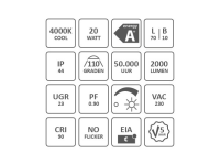245mm Einbauleuchte LED dimmbar RA90 Samsung LEDs IP44 200mm