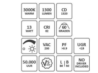 143mm LED Einbauleuchte Schwarz dimmbar Warmweiß 3000K