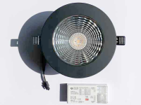 Large black dimmable ceiling spot 230mm warm white 3000K cut