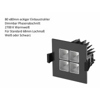 LED Einbaustrahler eckig 80 x 80mm für einen runden Dec