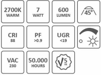 LED Deckenspot eckig 80 x 80mm 2700K Warmweiß DALI dim