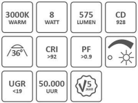 Led Spot dimmable CRI92+ warm white swivelling 95mm  2700 Ke