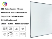LED ceiling light black 60x60cm is available in various dimm