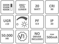 220 mm ceiling spotlight LED dimmable for the workplace Cut-