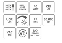 Premium randloses Einlege LED Panel 62x62cm CRI94+ 3000K -35