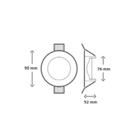 90 mm LED recessed spotlights for cut-out sizes of 75–