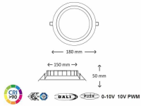 180mm LED ceiling spotlight Dali dimmable CRi92 150-175 mm c