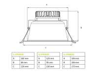150mm LED recessed spotlight dimmable silver adjustable to 3