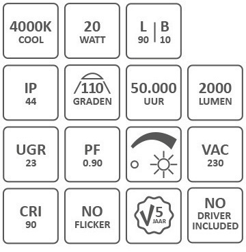 Spec-Icons 245mm LED Einbauleuchte 4000K: 20W, 2000lm, CRI 92, IP44, Phasendimmung, 5 Jahre Garantie