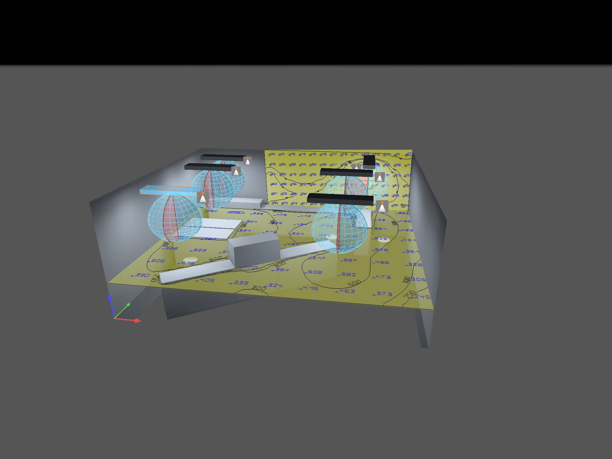 3D lighting design office – LED pendant lights with lux simulation