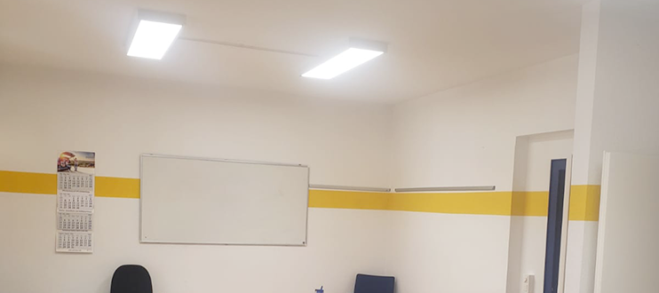 LED surface panel office – 120x30 cm flat panel on white ceiling