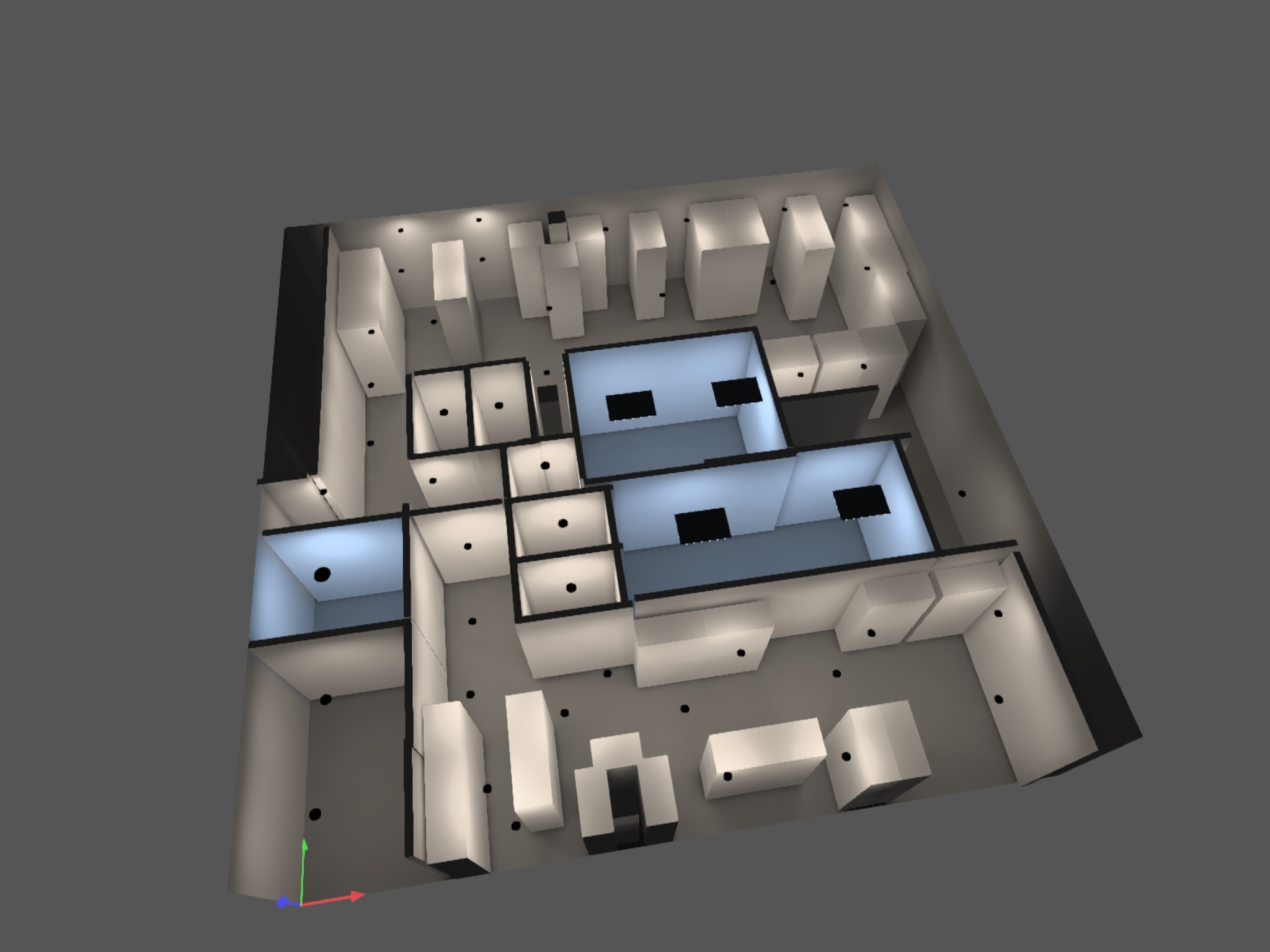 3D lighting design changing room gym – IP-rated fixtures